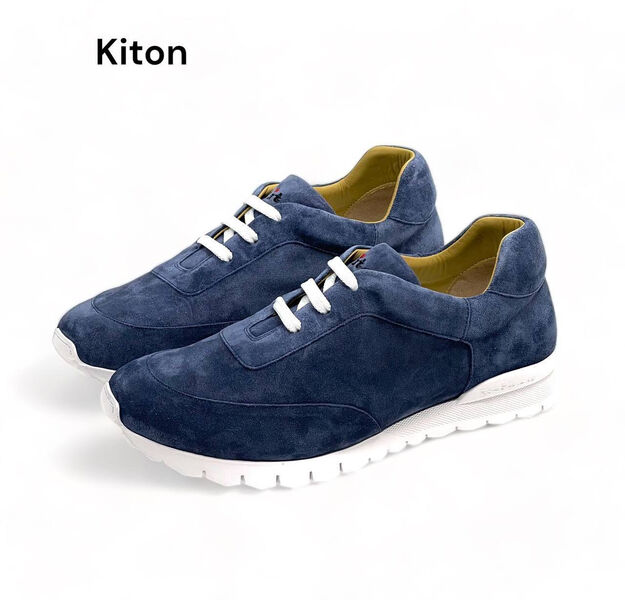 Мужские кроссовки Kiton мужской замша синий 120916-6