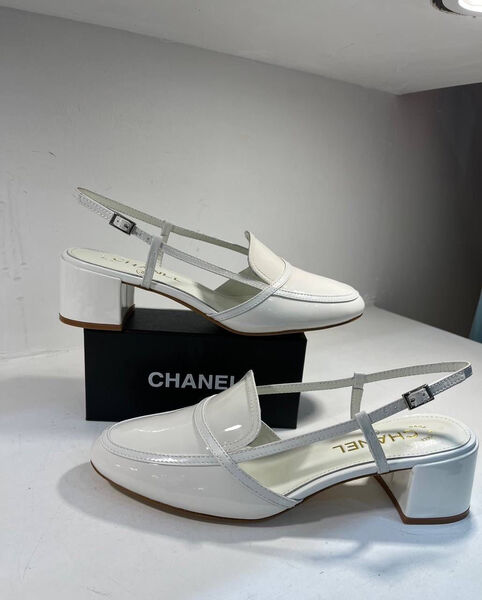 Туфли Chanel женский кожа белый 121472-2