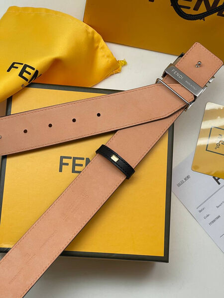 Мужской ремень Fendi мужской кожа черный 176176-4