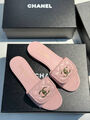 Шлепки Chanel женский кожа розовый 187040-2