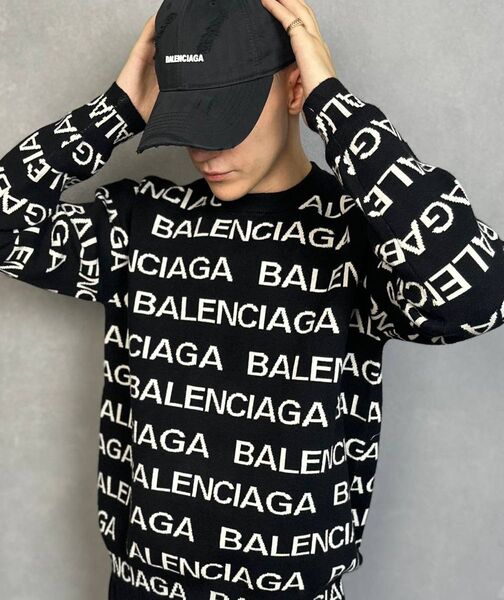 Мужской свитер Balenciaga мужской вязаная ткань черный 130942