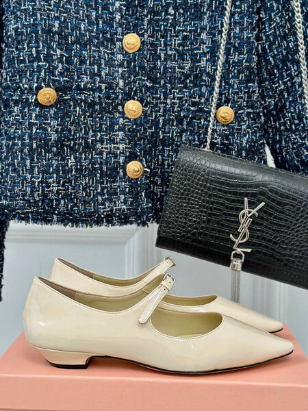 Туфли Miu Miu женский кожа бежевый 157185-7
