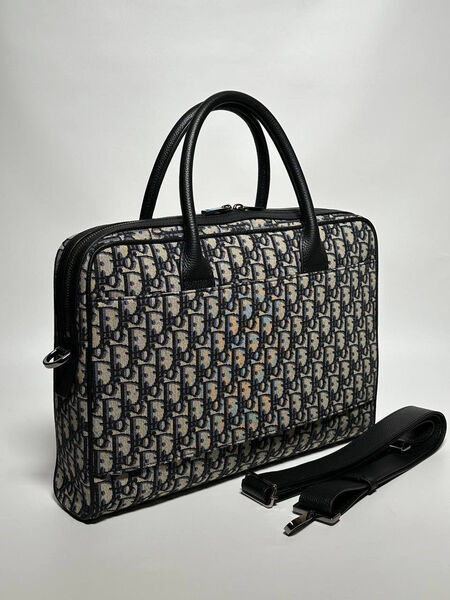 Мужской портфель Christian Dior мужской кожа swift черный,белый 132091-4
