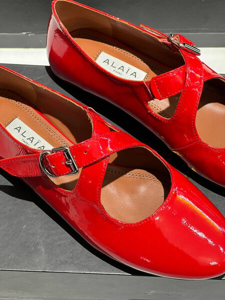 Балетки Alaïa женский кожа бордовый 139298-2