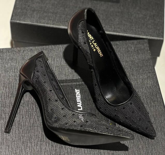Туфли Saint Laurent женский сетка черный 146216