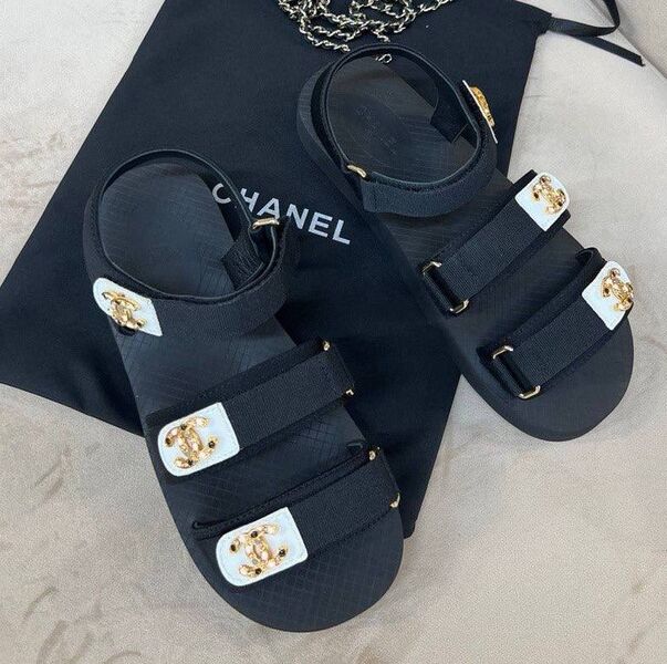 Сандалии Chanel женский кожа синий 191017