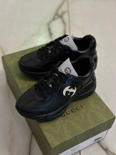 Кроссовки Gucci женский кожа черный 125254-2