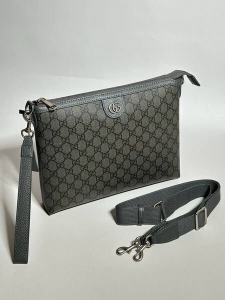 Мужская сумка мессенджер Gucci мужской кожа графитовый 147904-4