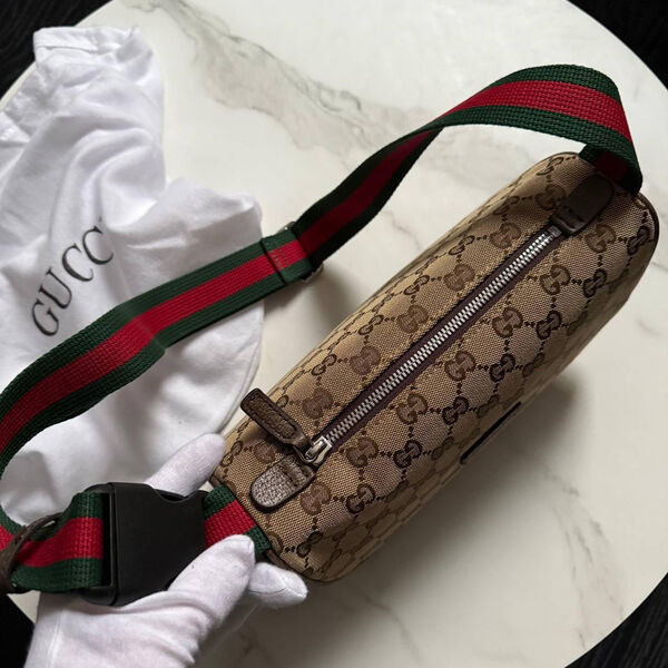 Мужская сумка мессенджер Gucci мужской текстиль бежевый 190574