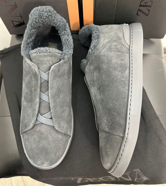 Мужские кеды Zegna мужской замша графитовый 172198