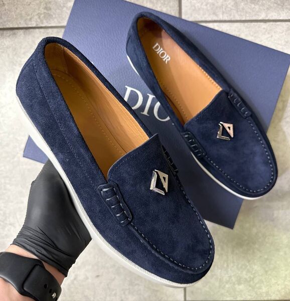 Мужские лоферы Christian Dior мужской замша синий 145464