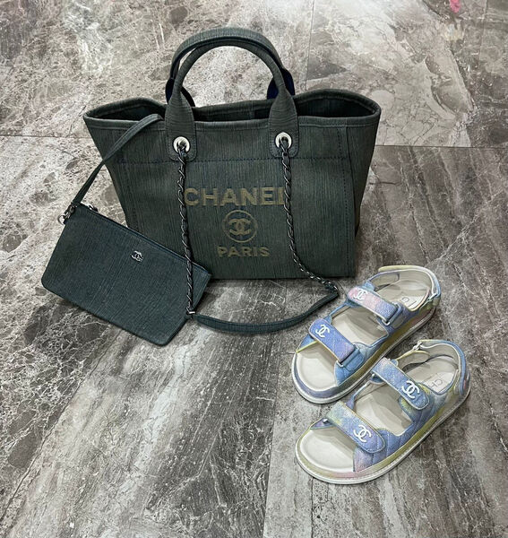 Сумка Chanel Shopping женский текстиль болотный 116800-2