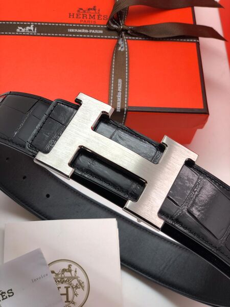 Мужской ремень Hermès мужской кожа черный 52528-4