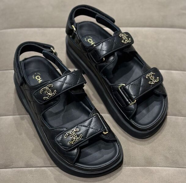 Сандалии Chanel женский кожа черный 119031