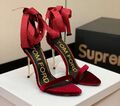 Туфли Tom Ford женский бархат бордовый 150304-1