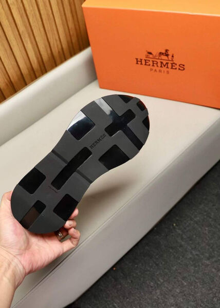 Мужские кроссовки Hermès мужской кожа черный 140293-3