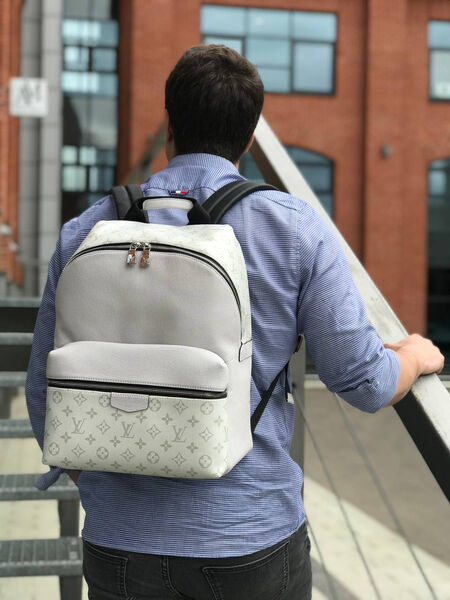 Мужской рюкзак Louis Vuitton мужской кожа белый 145919-4