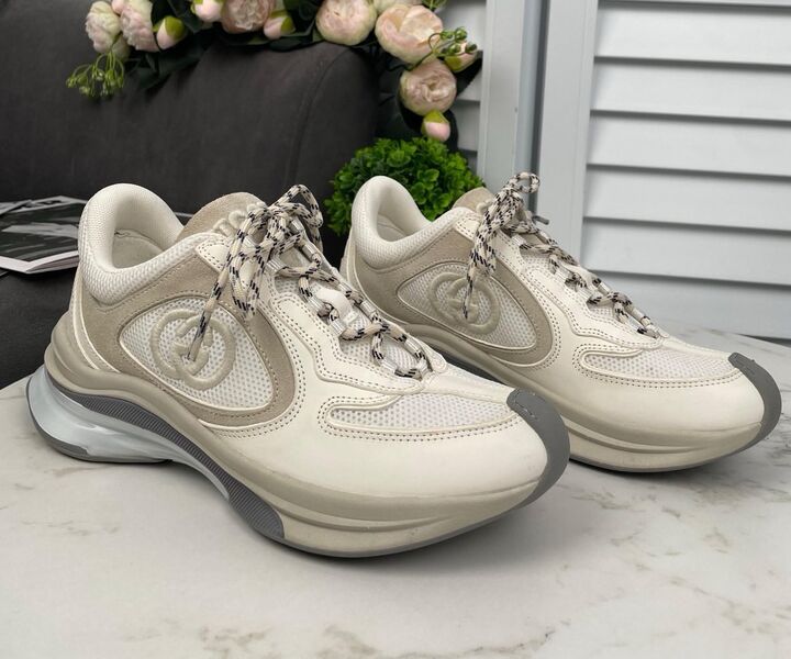 Кроссовки Gucci Run женский кожа белый 138968