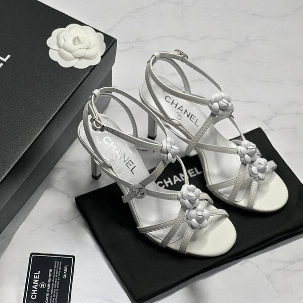 Босоножки Chanel женский кожа белый 181760-2
