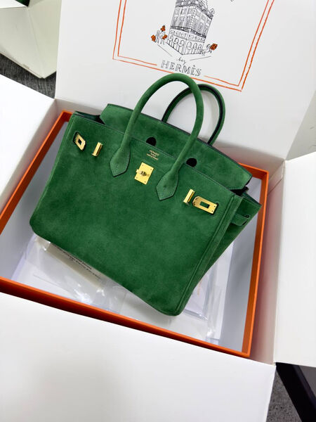 Сумка Hermès Birkin 25 женский замша болотный 155727-2