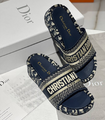 Шлепки Christian Dior женский текстиль темно-синий 88380