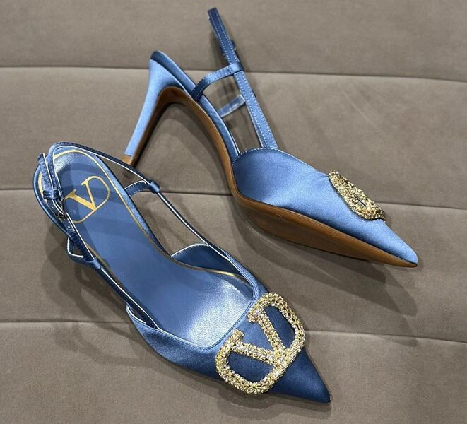 Туфли Valentino женский сатин бирюзовый 121321
