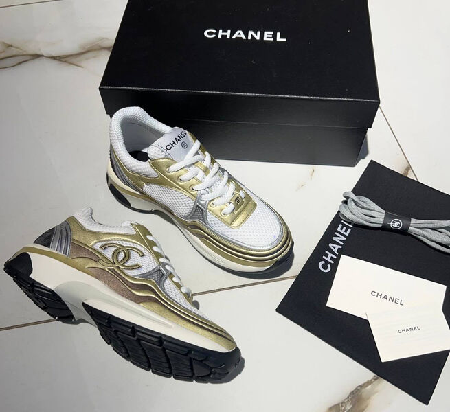 Кроссовки Chanel женский кожа бронзовый 101712-3
