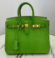Сумка Hermès Birkin 25 женский кожа болотный 162970-1