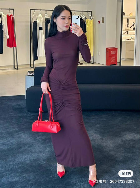 Сумка Alaïa женский кожа бордовый 152509-5