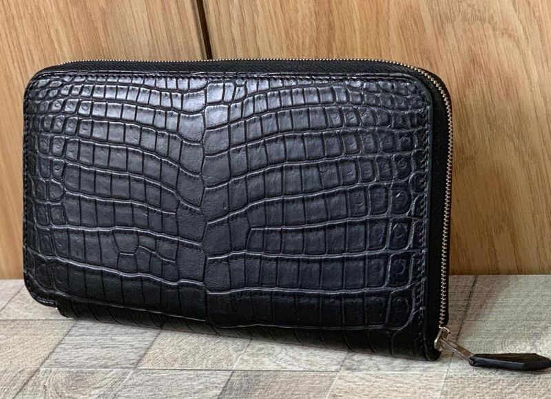 Клатч Hermès(Крокодил) мужской кожа черный 26107