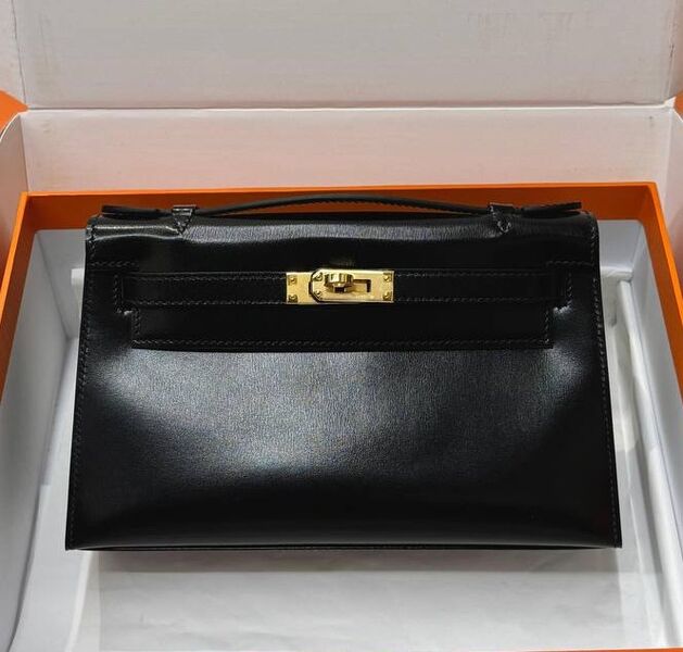 Сумка Hermèskelly Pochette женский кожа черный 200765