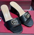 Шлепки Gucci женский кожа черный 189844-1
