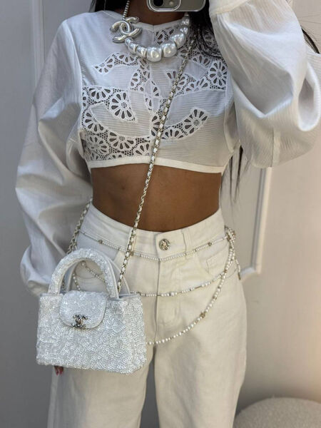Сумка Chanel женский пайетки белый 192111-4