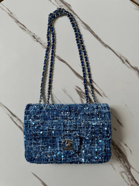 Сумка Chanel женский твид синий 157334-3