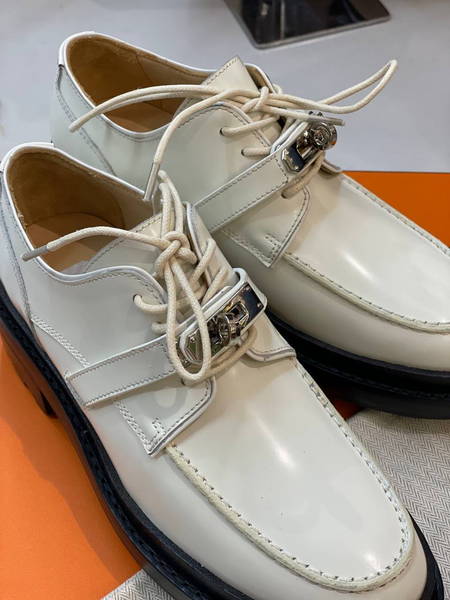Дерби Hermès женский кожа белый 16355-5
