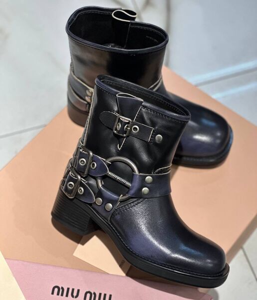 Ботильоны Miu Miu женский кожа черный 125962