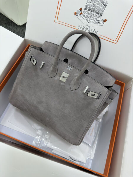 Сумка Hermès Birkin 25 женский замша графитовый 155729-2
