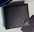 Мужской портмоне Prada мужской кожа,канва черный,серебристый 173612