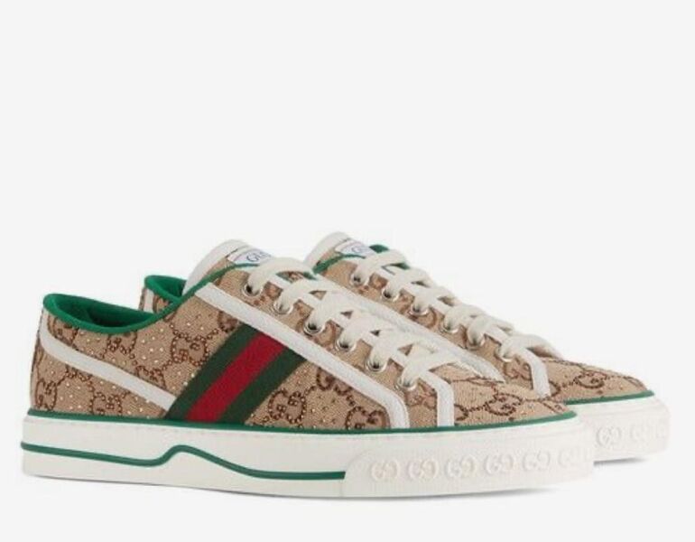 Кеды Gucci женский текстиль бежевый 24827