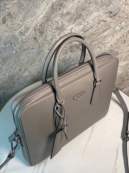 Мужской портфель Prada мужской кожа графитовый 170380-7