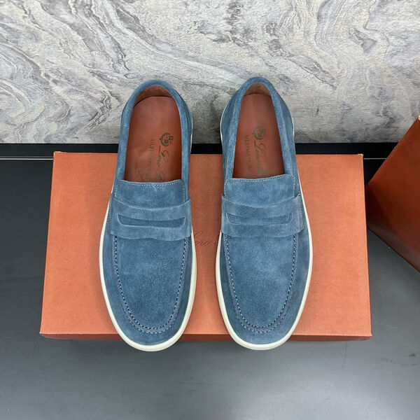 Мужские лоферы Loro Piana мужской замша бирюзовый 112615-2