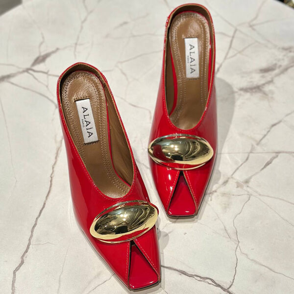 Туфли Alaïa женский кожа бордовый 153576-3