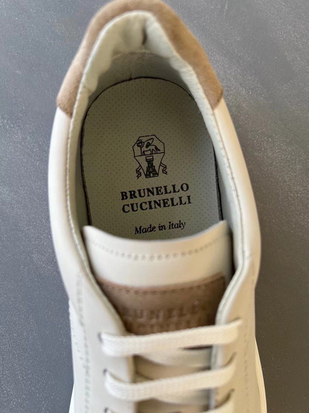Мужские кеды Brunello Cucinelli мужской кожа белый 45992-10