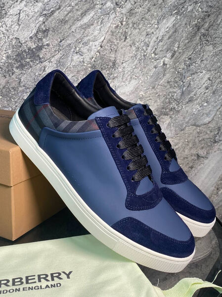 Мужские кеды Burberry мужской кожа синий 145692-2