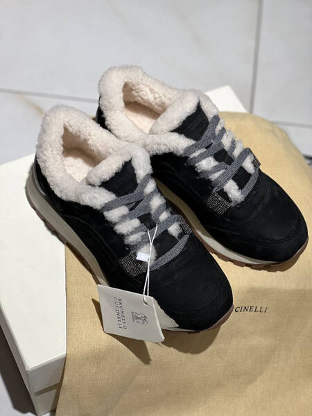 Кроссовки Brunello Cucinelli женский замша черный 130439-2