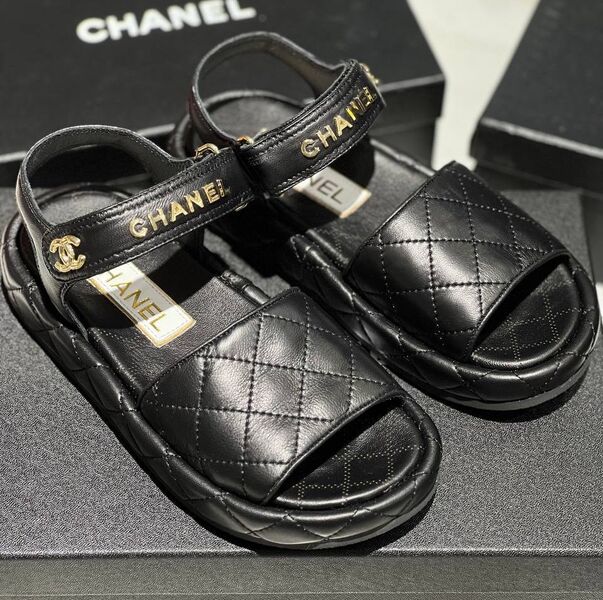 Босоножки Chanel женский кожа черный 146817