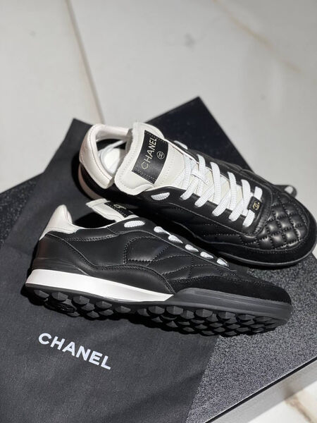 Кроссовки Chanel женский кожа черный 130314-2