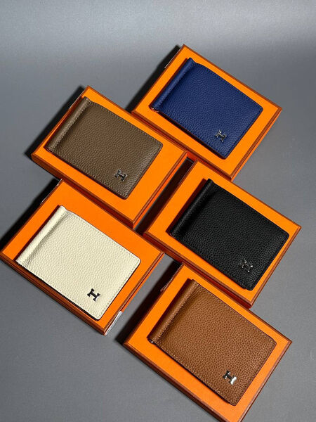 Зажим для купюр Hermès мужской кожа бежевый 154030-7