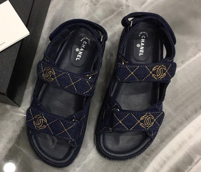 Босоножки Chanel женский джинса синий 3735