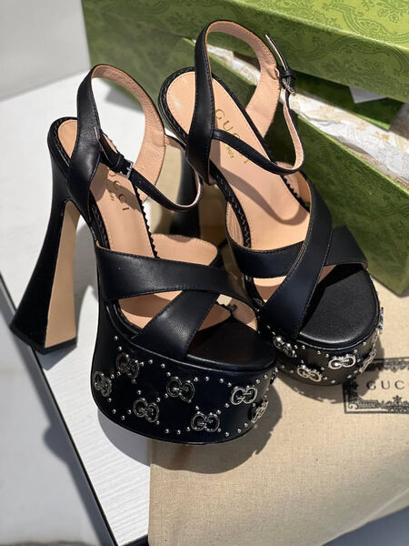 Босоножки Gucci женский кожа черный 107356-2